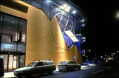 Over Easy (night), Richard Wilson 1998. The Arc, Stockton-on-Tees. Photo: Richard Wilson