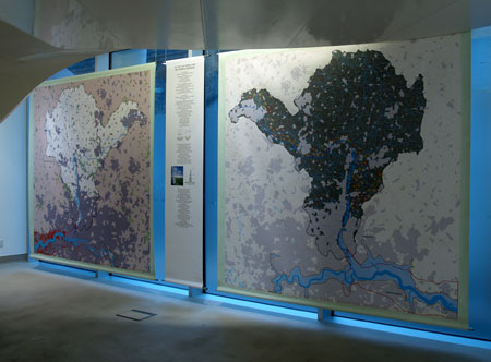 The 30 Year Now: A Future for the Lee Valley, two images and one text that explore environmental issues in poetic form: these form part of the Greenhouse Britain exhibition by Helen Mayer Harrison and Newton Harrison; installed at the London Wildlife Trust Conference, 2007.