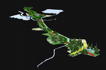 Visualisation of route of A20 moterway through Rotterdam with the motorway removed. Artists: Hans Snoek, Q.S. Serafijn, Jeroen van Westen, 2000-2001. 