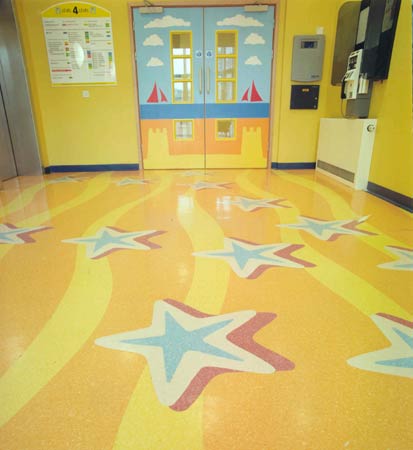 Lift floor lobby design by Ray Smith, 2001. Bristol Royal Hospital for Children. Photo: Jerry Hardman-Jones.