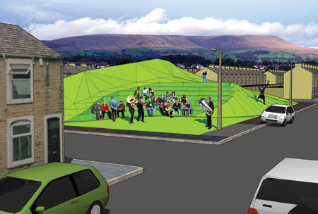 Landform: Image credit civic Architects with artist Kevin Carter; civic Architects Ltd www.civic.org.uk; Kevin Carter www.co-lab.org/commissions/index.html.