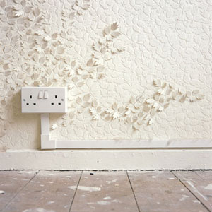 If walls could talk... installation by Catherine Bertola, 2002. Further Up in the Air, Linosa Close, Sheil Park, Liverpool.  Photo: Further Up in the Air Archive.