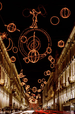’Palomar’, Coloured lights, by Giulio Paolini,1998. Via Po, Turin (Luci d’Artista). Photo: Bruna Biamino