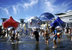 Aquarena (during Bristol Festival Feb. 2001) by William Pye, 1999. Millennium Square, @-Bristol.  Photo: Visual Technology, Bristol City Council.