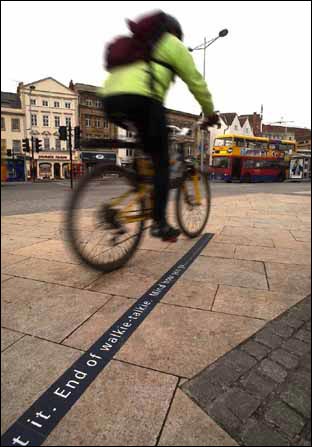 Walkie-Talkie, temporary work by Ralph Hoyte and Colin Pearce, 2001.  At-Bristol/Bristol Legible City.
