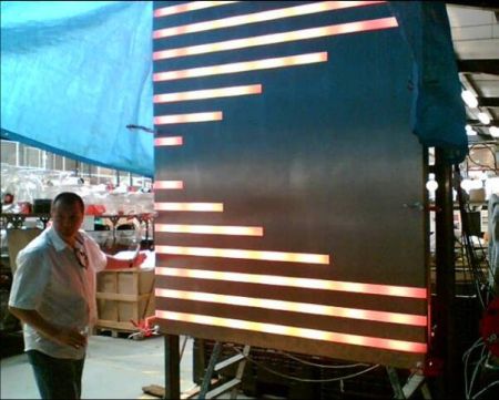 Manufacture of subway lighting installation: 'Light-waves'; stainless steel and LED lighting; Raphael Daden; 2006; Barking Town Centre Artscape, London Borough of Barking and Dagenham.