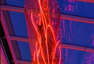 Vong Phaophanit and Claire Oboussier's neon installation in the Cabot Circus car park. Photo: InSite Arts 2008