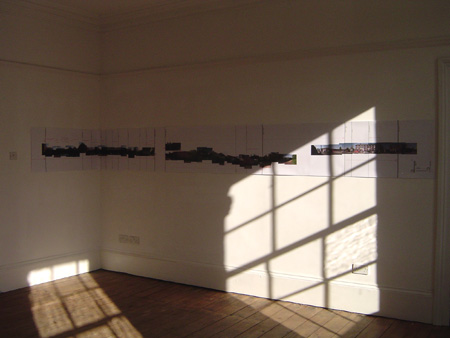 Part of an annotated photomontage of the Warwick Bar site on display in the MADE gallery, Warwick Bar, Birmingham, West Midlands, Liminal, 2006.  Image courtesy of Liminal.