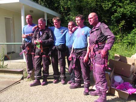 Quarry 2 project by artist Lee Simmons: Surrey Fire and Rescue Service after the event; photograph &copy; Lee Simmons, 2006