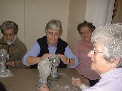 Artist Richard Austin running his Skullature Workshops with community members from the Golden Friendship Group of Penwithick.Photo: Polly Talmage, Groundwork Devon & Cornwall.