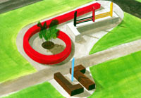 Watercolour image by artist Tony Paterson for Royston Road Parks, Glasgow.