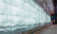 Floating Wall by artist Jeff Bell at Persistence Works, Sheffield, designed by architects Feilden Clegg Bradley with artist	Brett Payne. Photo: Stuart Blackwood