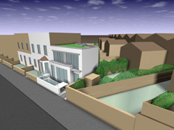 Visualisation of the eco_lodge by Elsie Owusu Architects, 2004.
