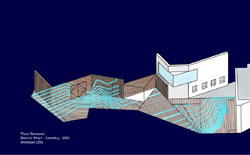 Trace Elements, design drawing for LED lighting system, by Esther Rolinson, 2003. Electric Wharf.