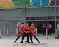Bread & Goose, Queue Live Art 'Stations By Heart' - Butterfly Lovers Performance, August 2012, St. Pancras Station. Image: Tai Shani
